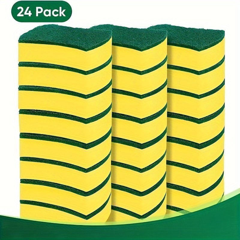 12u002F24pcs. Multifunctional Cleaning Sponge. Double-Sided Scouring Pad For Household Cleaning. Dishwashing Sponge. Premium Kitchen Sponge. Durable Non-scratch Sponge Wipe. Super Absorbent. Cleaning Supplies. Cleaning Tool. kitchen cleaning sponge
