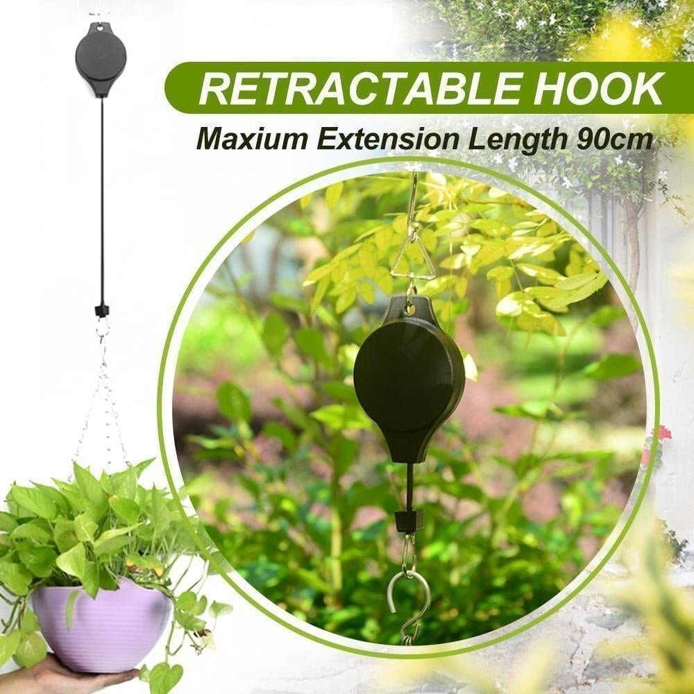 🌳Plant Pulley Set For Garden Baskets Pots, Birds Feeder Retractable plant hook Extendable hanging hook Adjustable ceiling hook