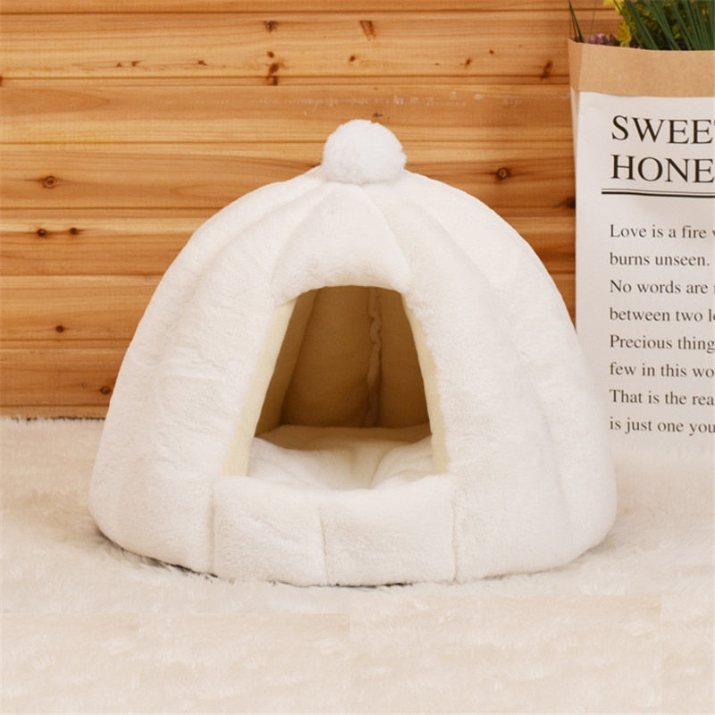 Pet Cat Dog Cute House Bed Mat Warm Soft Removeable Kennel Nest Pet Basket Tyteps Funny Fruit Pumpkin House For Cat Dog House - soft knit cat cave bed for indoor cats