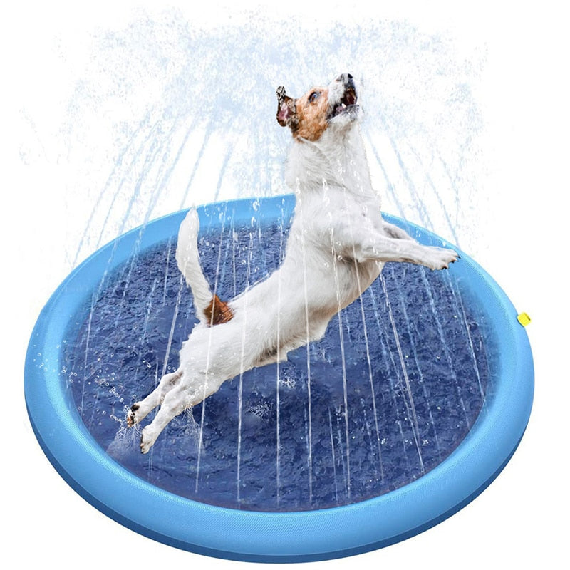 170*170cm Pet Sprinkler Pad Play Cooling Mat Swimming Pool Inflatable Water Spray Pad Mat Tub Summer Cool Dog Bathtub for Dogs  - pet sprinkler pad