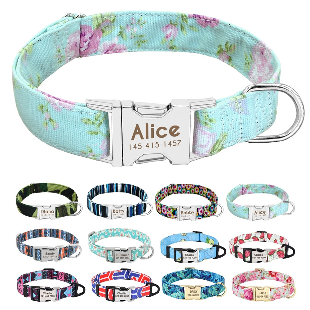 Personalized Dog Accessories Collar Nylon Printed Pet Puppy Collar Dog ID Collars Free Engraved ID for Small Medium Large Dogs custom dog collar
