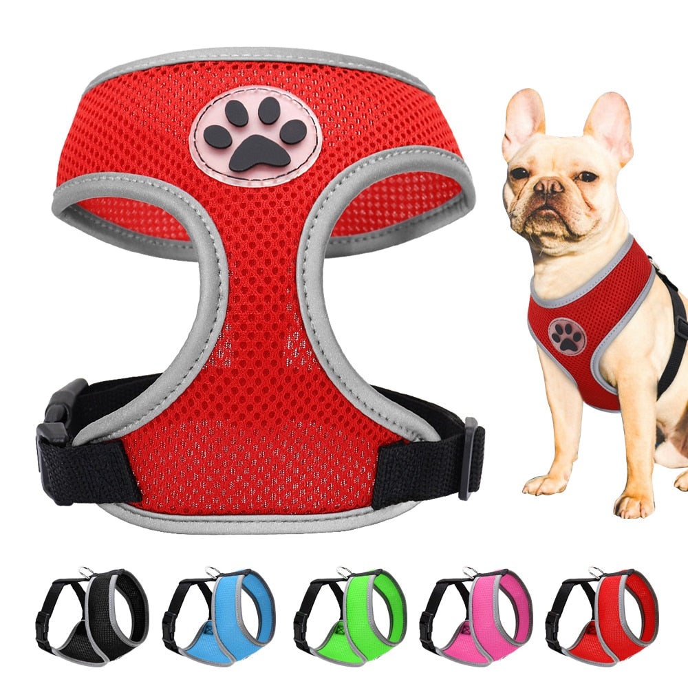 Breathable Small Dog Pet Harness Reflective Puppy Cat Vest Harness Adjustable For Small Medium Dog Chihuahua Pug Bulldog - French bulldog harness