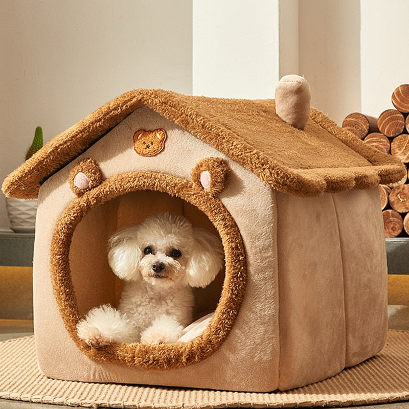 Foldable Dog House Kennel Bed Mat For Small Medium Dogs Cats Winter Warm Cat bed Nest Pet Products Basket Pets Puppy Cave Sofa indoor dog house