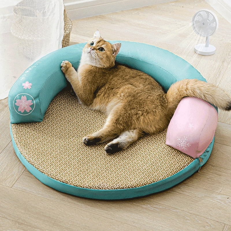Summer Cooling Pet Dog Mat Ice Pad Dog Sleeping Round Mats For Dogs Cats Pet Kennel Top Quality Cool Cold Silk Dog Bed - cat bed with scratcher
