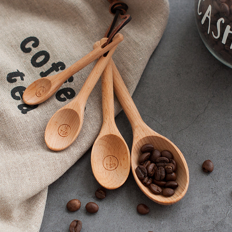 4pcs Wood Measuring Spoon Set